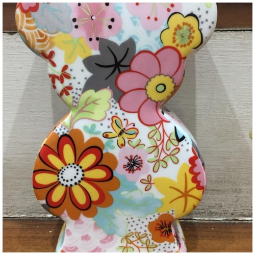 Topchoice Celengan Porselen Bear Bank Beruang - motif bunga