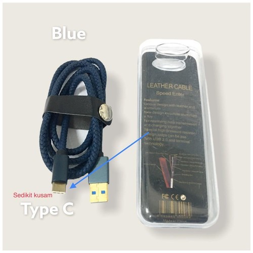 Kabel USB Type-C 3.0 Gold Plate - Quick Charge - Blue