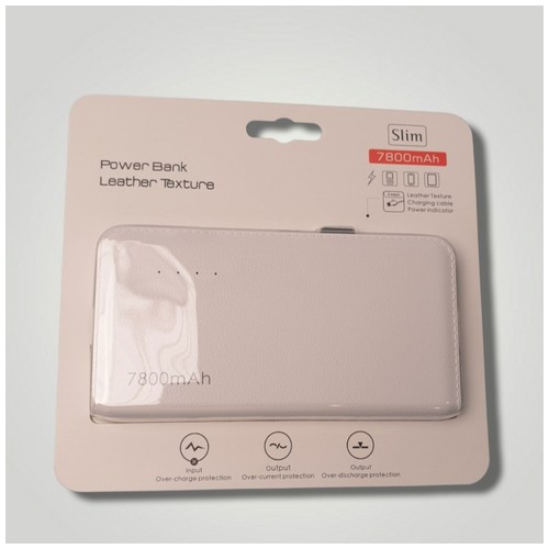 Bcare Slim Power Bank Leather Texture 7800mah - White