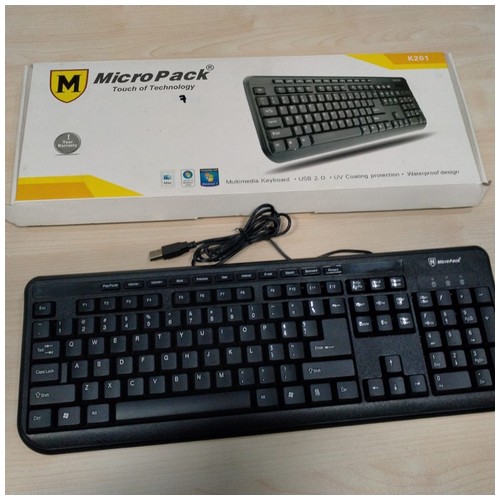 Micropack Keyboard Cable Multimedia Ergonomic Design K201 – Black – Grade A