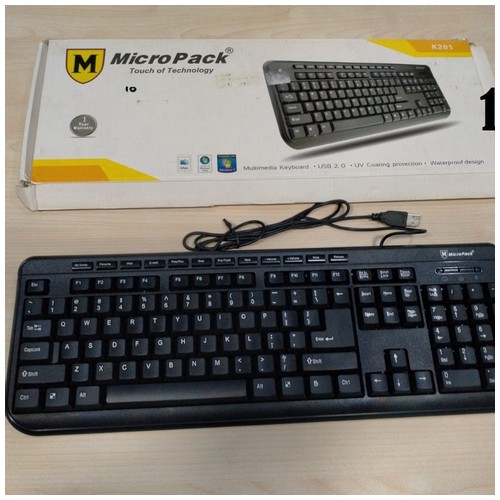 Micropack Keyboard Cable Multimedia Ergonomic Design K201 – Black – Grade B