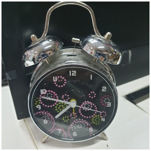 Twilight Twin Bell Alarm Clock Black 4 inch