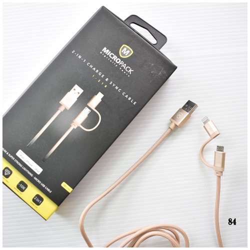 Micropack Cable Lightning + Micro (combo) Charge & Sync 180CM I-218.GLD – Gold
