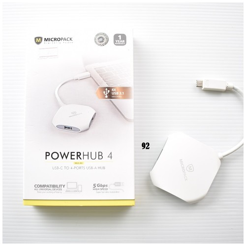 Micropack Data Converter Powerhub 4 USB-C to 4- Ports USB-A HUB MDC-4A.WHT – White