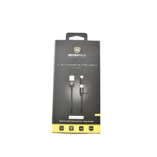 Micropack 2 in 1 Charge & Sync Cable - Black