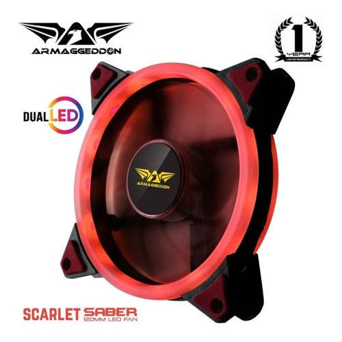 Armaggeddon Scarlet Dual Saber Cooling Fan Gaming PC Case (120mm) - Merah / Scarlett
