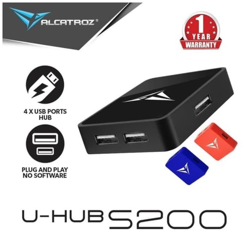 Alcatroz U-Hub S200 USB2.0 4 Port USB Hub - Hitam