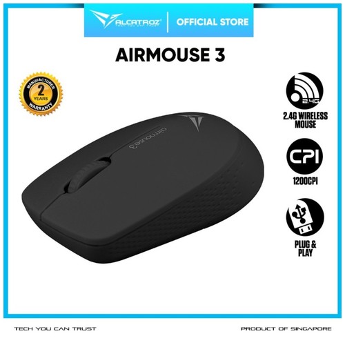 Mouse Wireless Alcatroz AirMouse 3 | 2.4G NON SILENT Optical Mouse [ 1200 CPI ] [ Garansi Resmi 2 Tahun ]