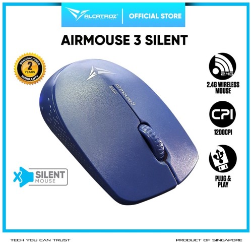 Alcatroz Wireless Mouse AirMouse 3 Silent [ 1200 CPI ] Tanpa Baterai -
