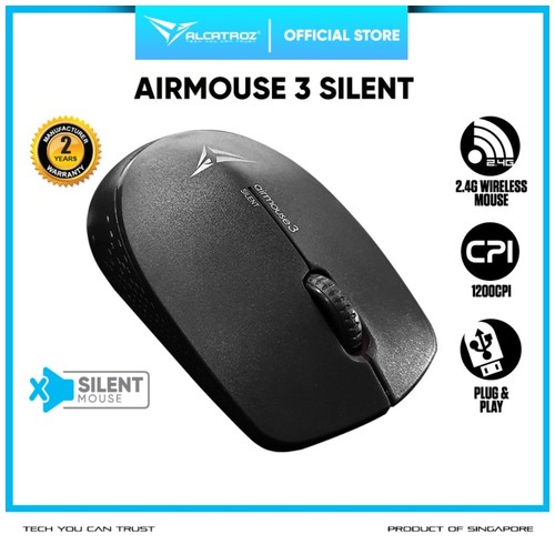 Alcatroz Wireless Mouse AirMouse 3 Silent [ 1200 CPI ] Tanpa Baterai
