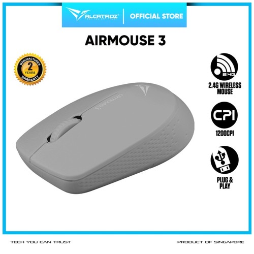 Mouse Wireless Alcatroz AirMouse 3 | 2.4G NON SILENT Optical Mouse - TANPA BATERAI